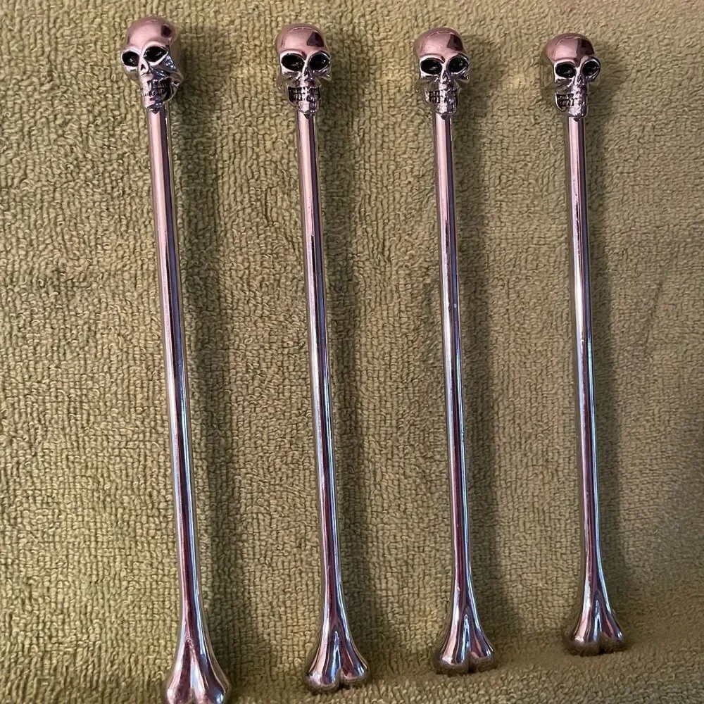 Pottery Barn Skull Bone Metal Stir Sticks set of 4